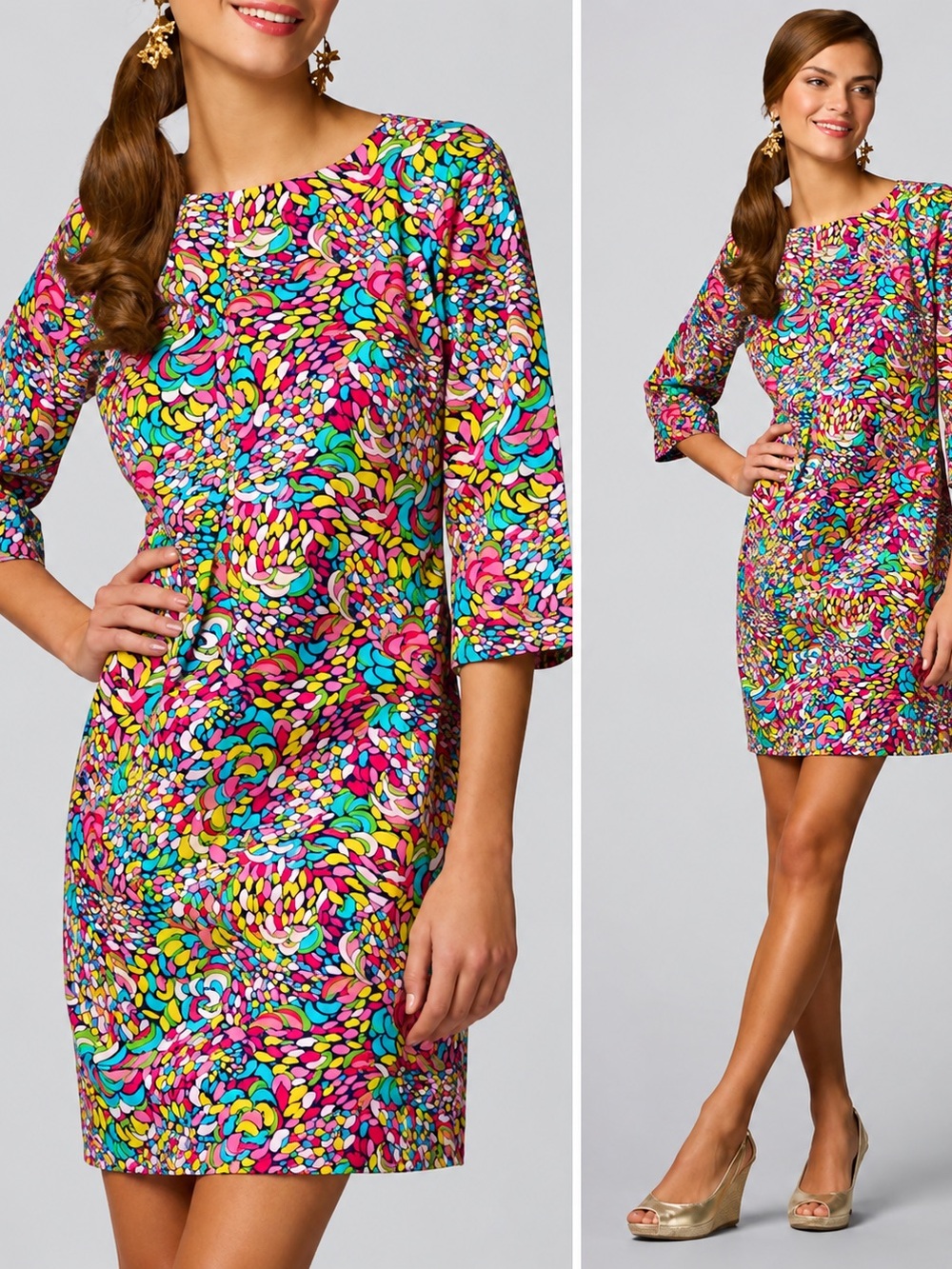 Lilly Pulitzer Multicolored Abstract Floral Print Dress